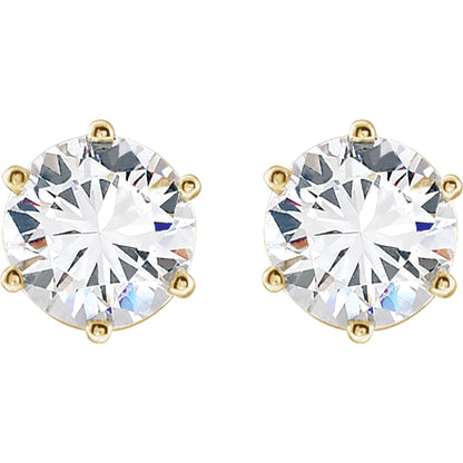 14k Yellow Gold 6-Prong Stud Earring(s) with Round Brilliant Cut DNA Gemstone(s)