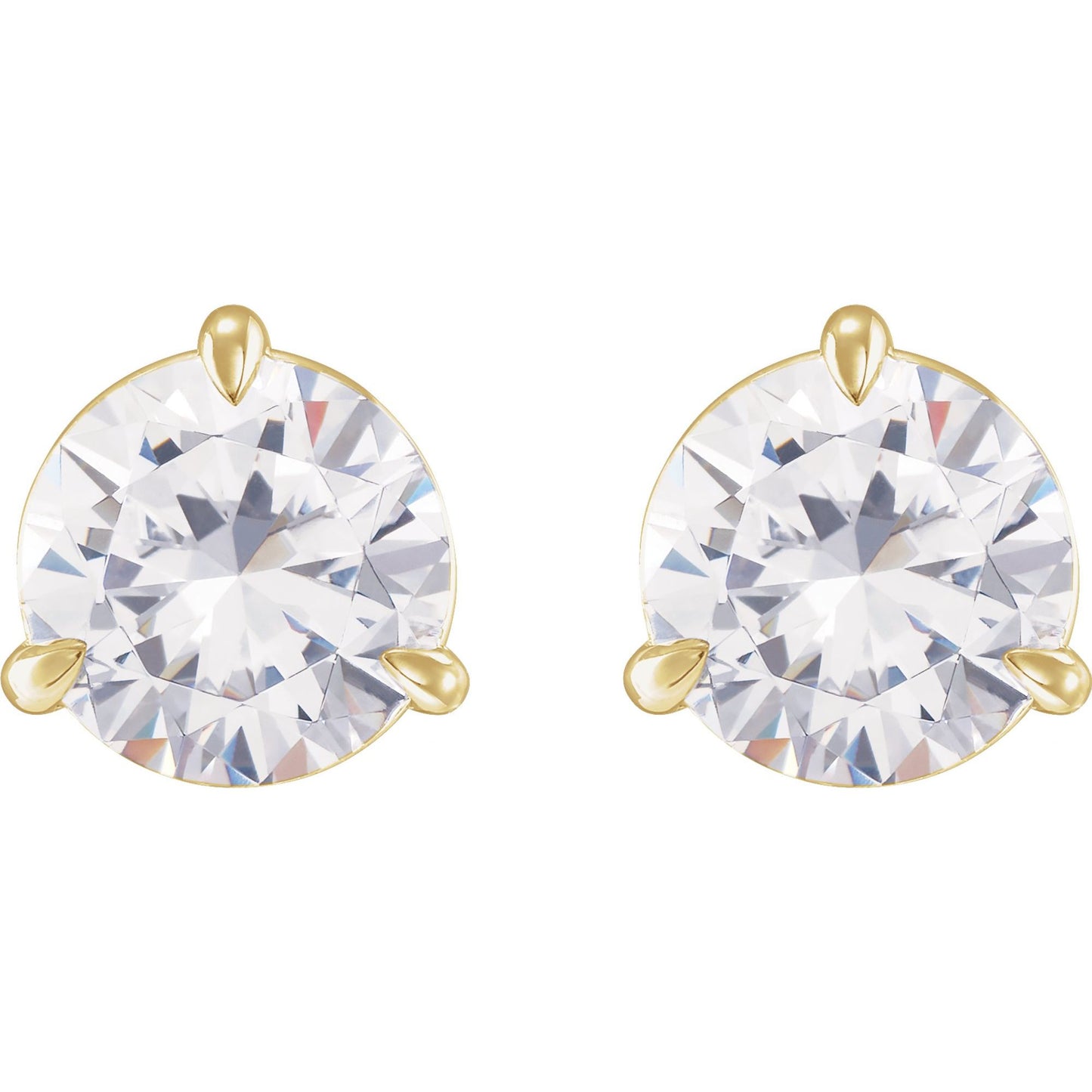 14k Yellow Gold Claw 3-Prong Stud Earring(s) with Round Brilliant Cut DNA Gemstone(s)