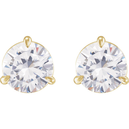 14k Yellow Gold Claw 3-Prong Stud Earring(s) with Round Brilliant Cut DNA Gemstone(s)