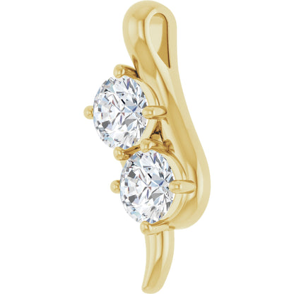 14k Yellow Gold 2 Stone Pendant with Round Brilliant Cut DNA Gemstones