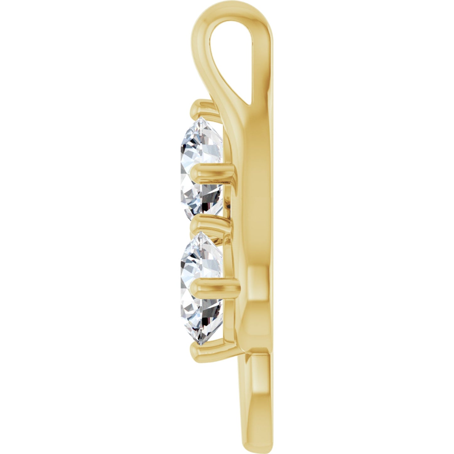 14k Yellow Gold 2 Stone Pendant with Round Brilliant Cut DNA Gemstones