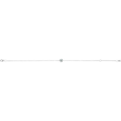 14k White Gold Solitaire 4-Prong Bracelet with Round Brilliant Cut DNA Gemstone