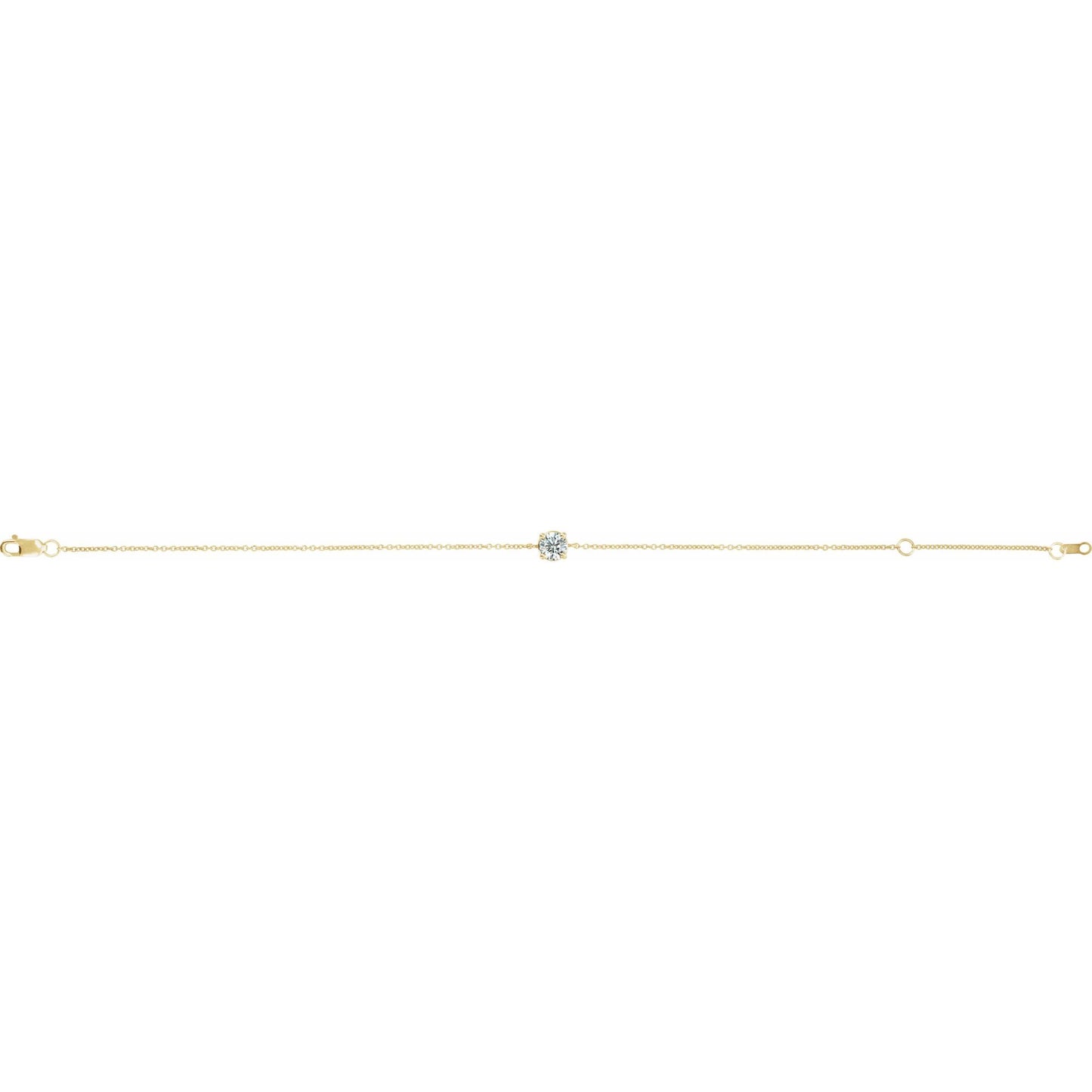 14k Yellow Gold Solitaire 4-Prong Bracelet with Round Brilliant Cut DNA Gemstone