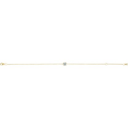 14k Yellow Gold Solitaire 4-Prong Bracelet with Round Brilliant Cut DNA Gemstone