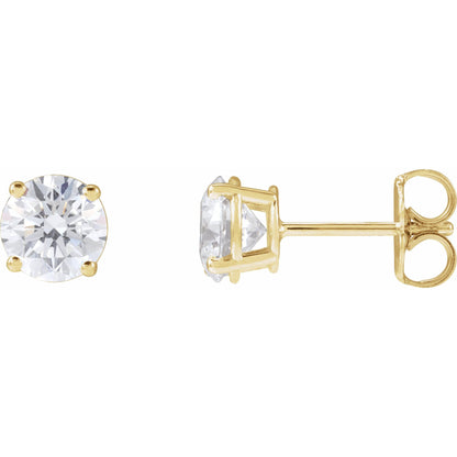 14k Yellow Gold 4-Prong Stud Earring(s) with Round Brilliant Cut DNA Gemstone(s)