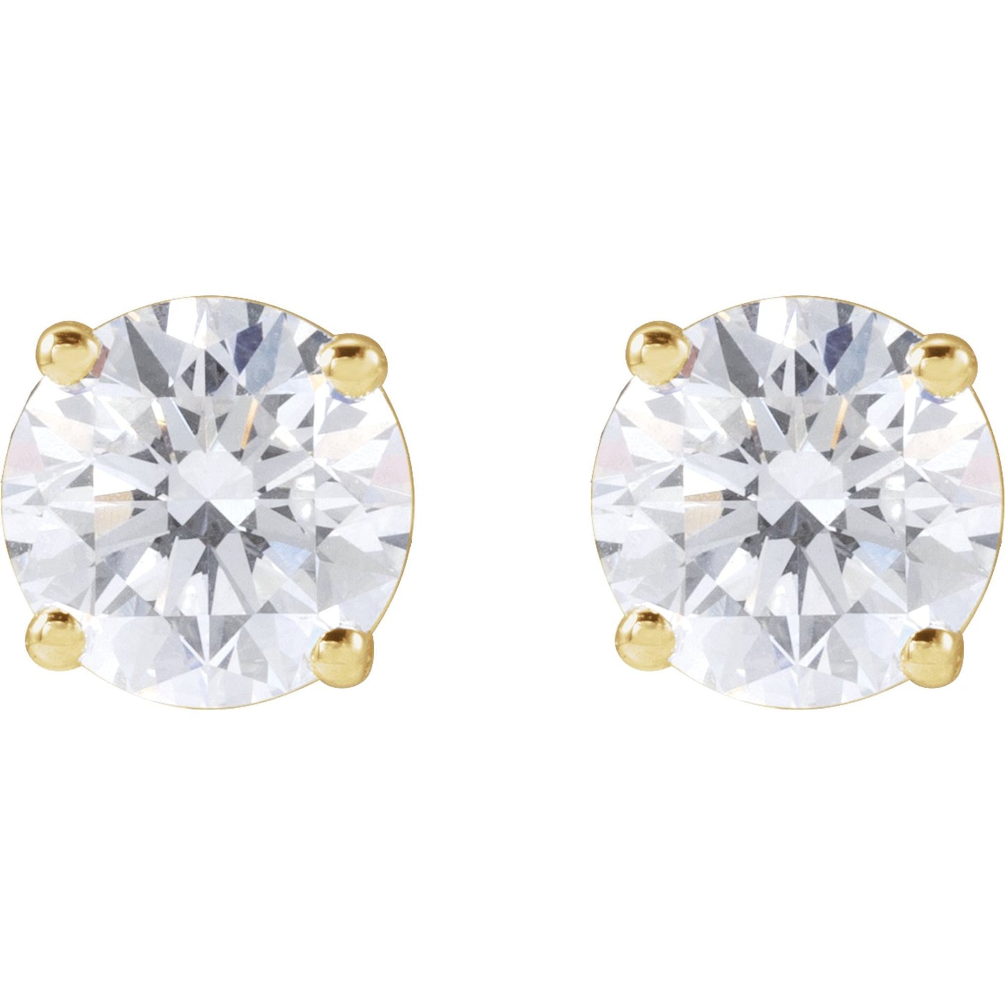14k Yellow Gold 4-Prong Stud Earring(s) with Round Brilliant Cut DNA Gemstone(s)