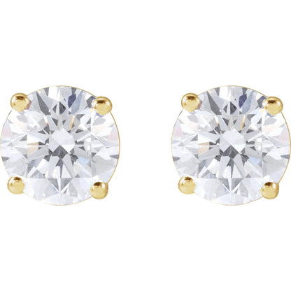 14k Yellow Gold 4-Prong Stud Earring(s) with Round Brilliant Cut DNA Gemstone(s)