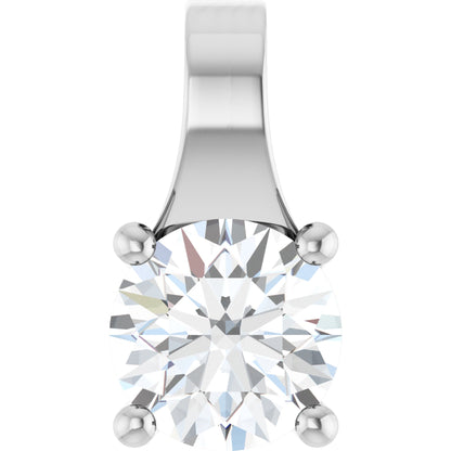14k White Gold Modern 4-Prong Pendant with Round Brilliant Cut DNA Gemstone