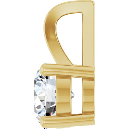 14k Yellow Gold Modern 4-Prong Pendant with Round Brilliant Cut DNA Gemstone