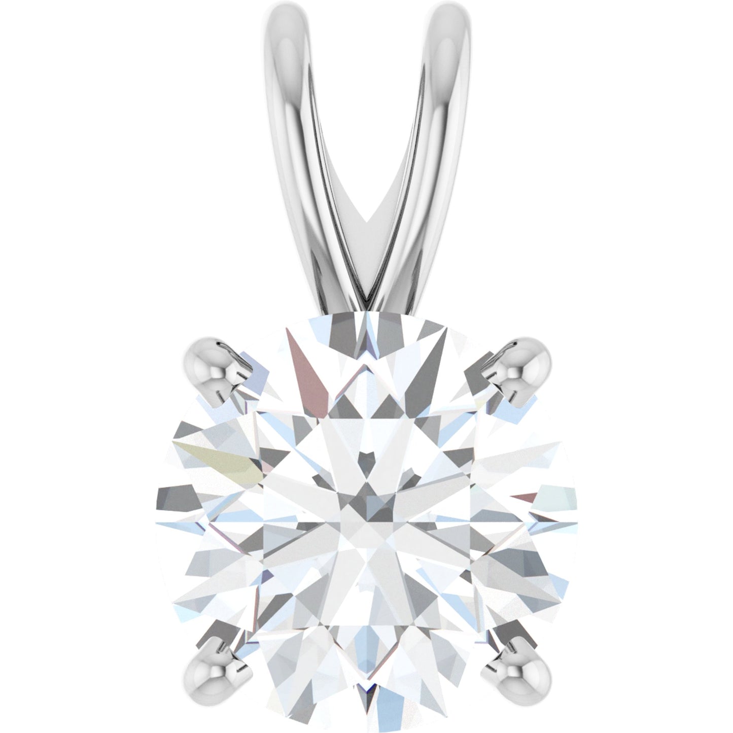 14k White Gold Split Top 4-Prong Pendant with Round Brilliant Cut DNA Gemstone