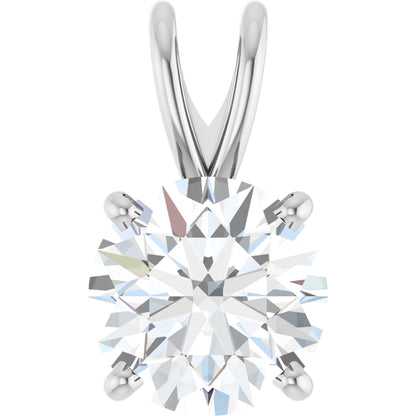 14k White Gold Split Top 4-Prong Pendant with Round Brilliant Cut DNA Gemstone