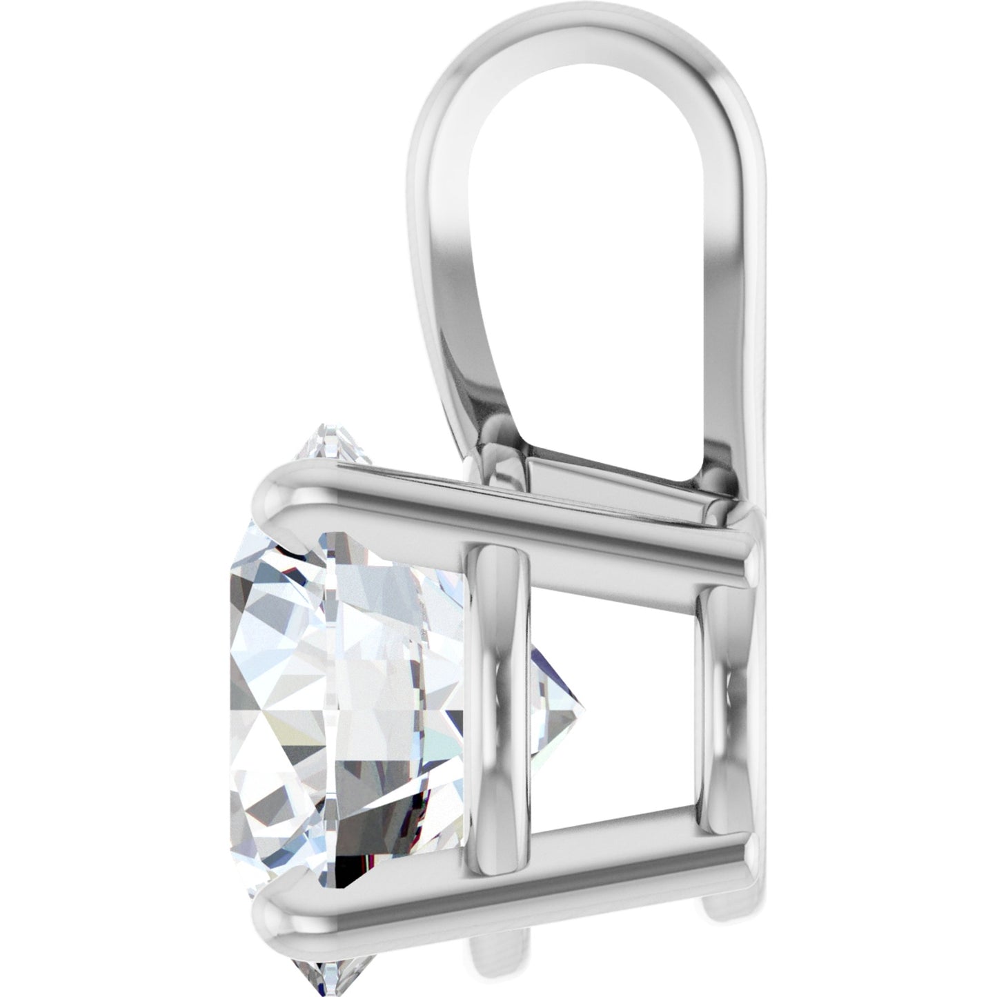 14k White Gold Split Top 4-Prong Pendant with Round Brilliant Cut DNA Gemstone