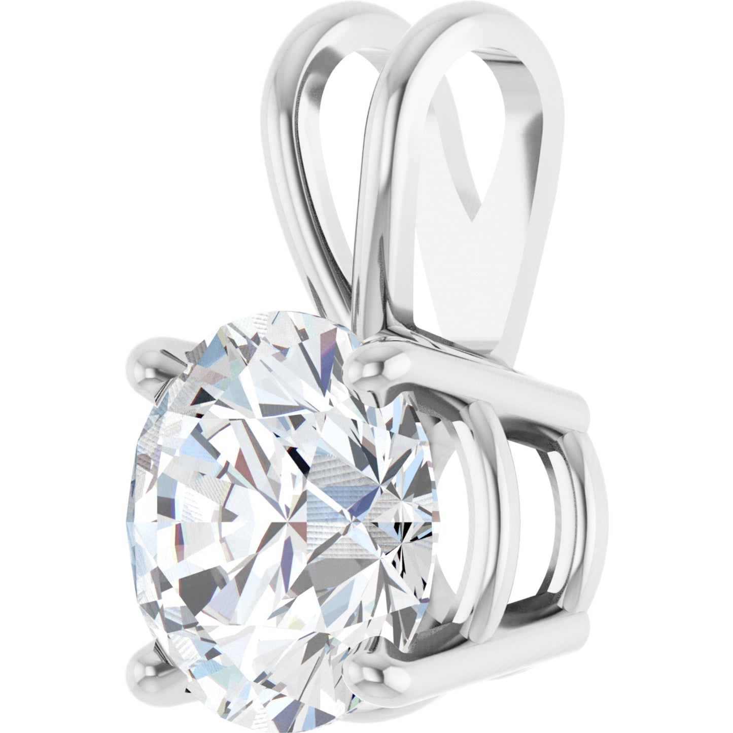 14k White Gold Split Top 4-Prong Pendant with Round Brilliant Cut DNA Gemstone