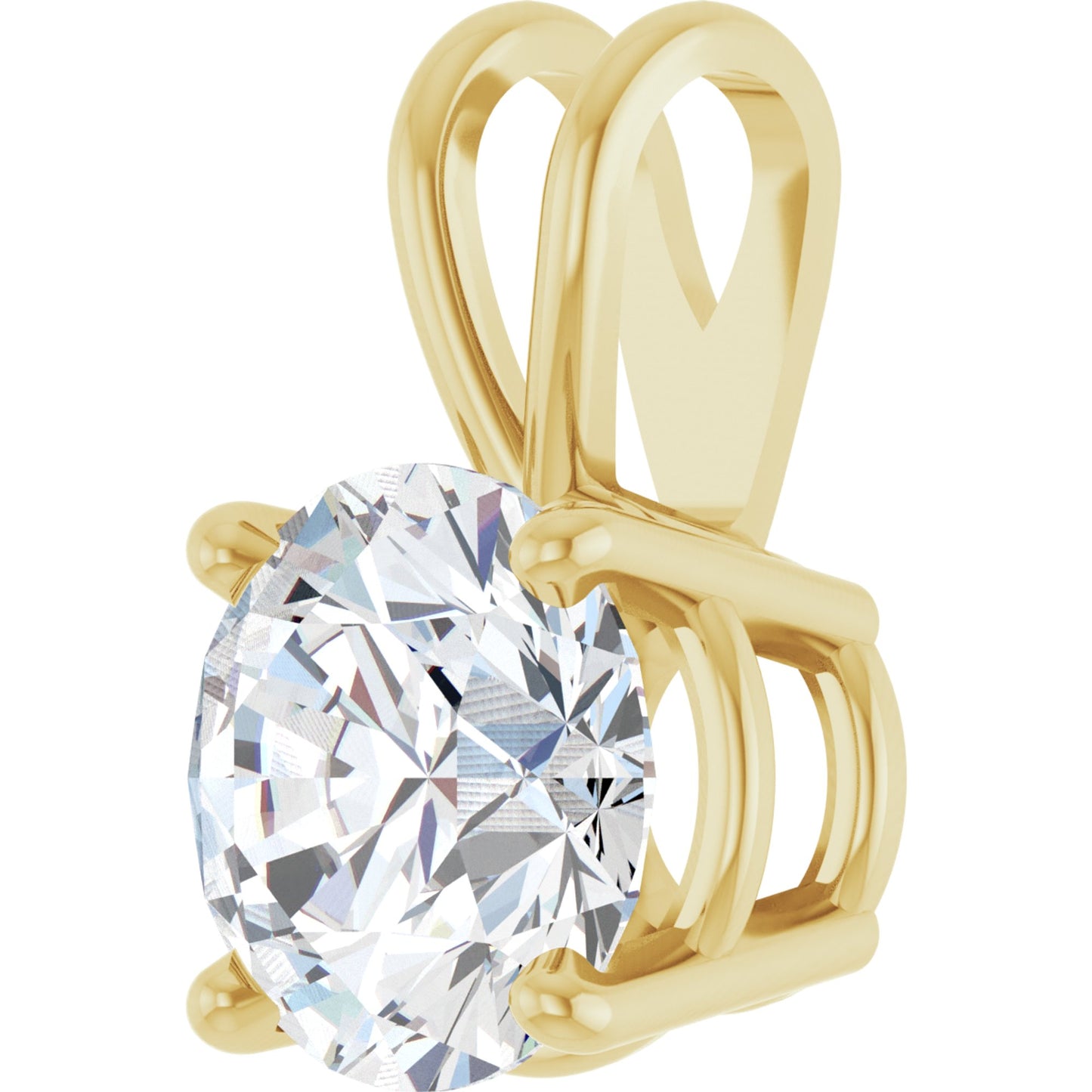 14k Yellow Gold Split Top 4-Prong Pendant with Round Brilliant Cut DNA Gemstone