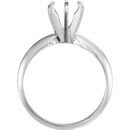 14k White Gold Solitaire 6-Prong Ring with Round Brilliant Cut DNA Gemstone