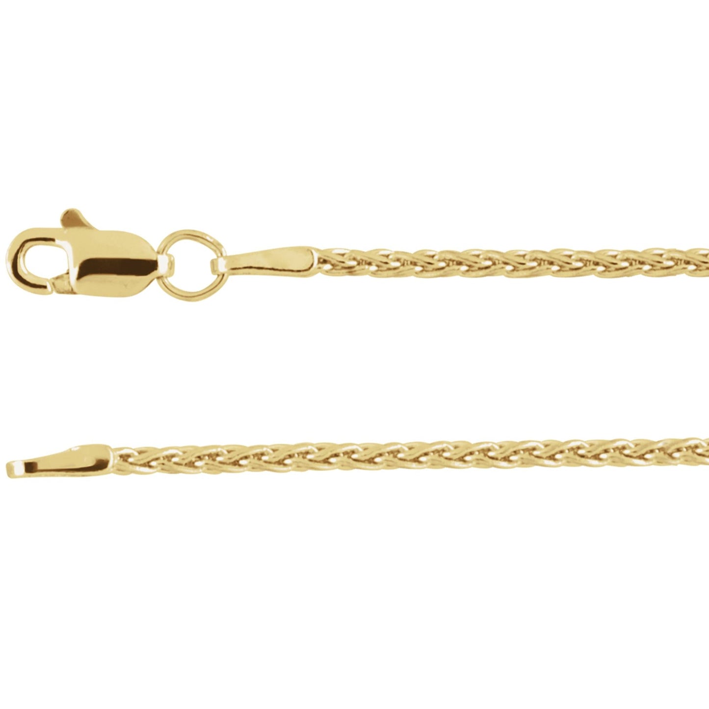 Polished Wheat Chain Necklace in Sterling Silver, 14k Yellow Gold, 14k White Gold