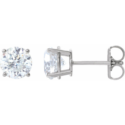 Platinum 4-Prong Stud Earring(s) with Round Brilliant Cut DNA Gemstone(s)
