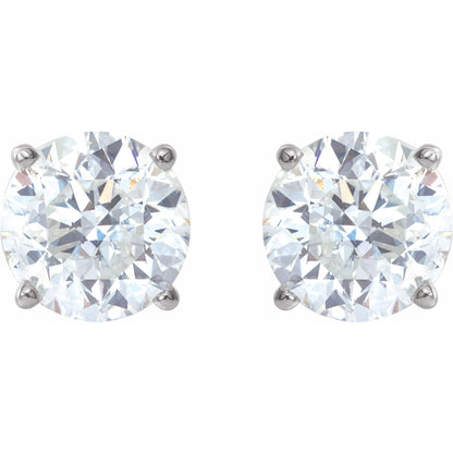 Platinum 4-Prong Stud Earring(s) with Round Brilliant Cut DNA Gemstone(s)