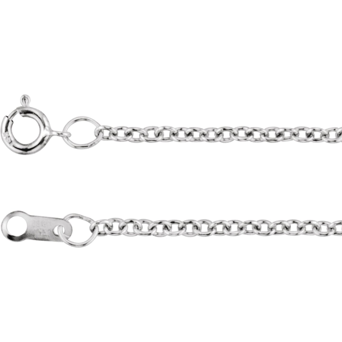 Polished Cable Chain Necklace in Sterling Silver, 14k Yellow Gold, 14k White Gold, or Platinum