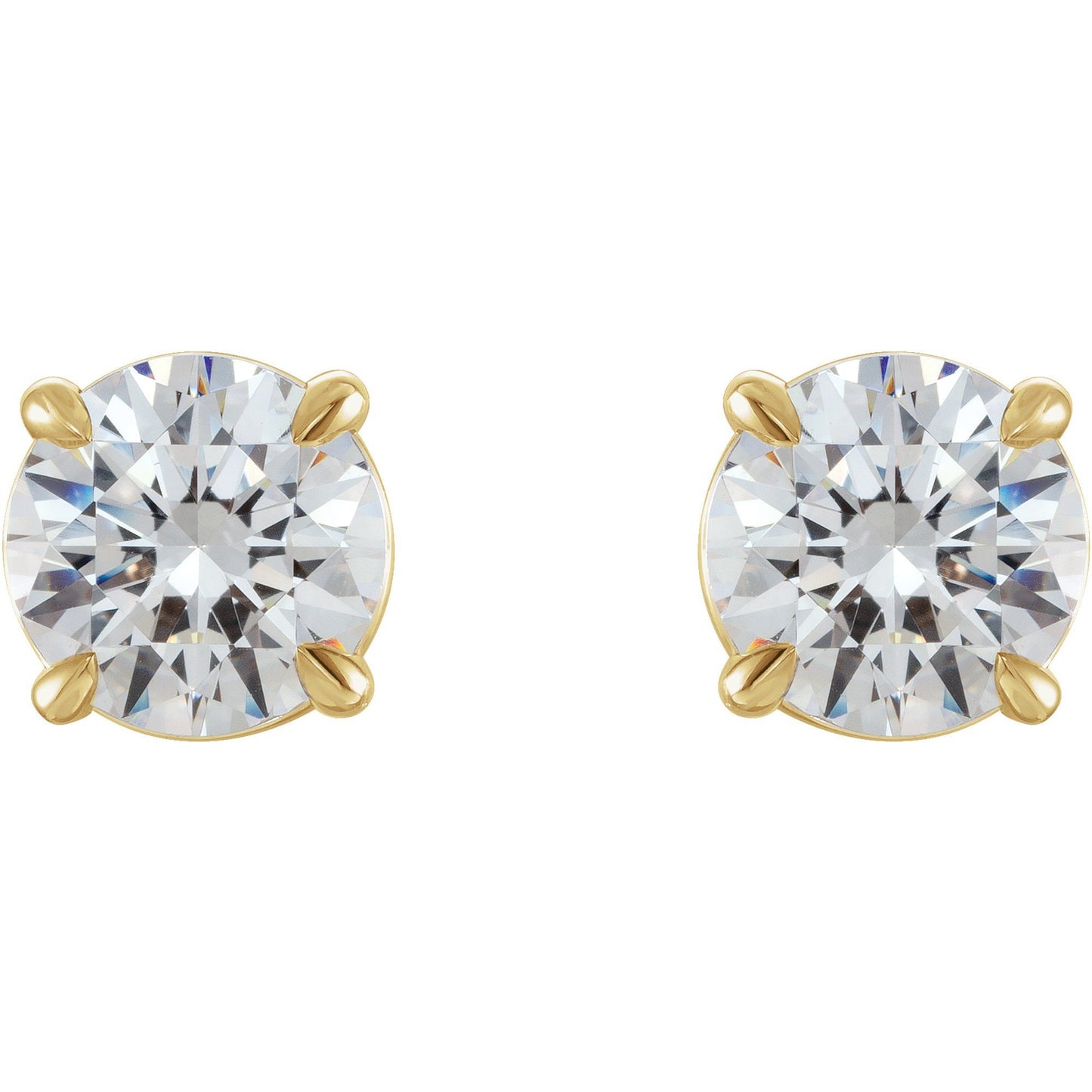 14k Yellow Gold Claw 4-Prong Stud Earring(s) with Round Brilliant Cut DNA Gemstone(s)