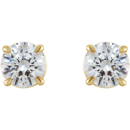 14k Yellow Gold Claw 4-Prong Stud Earring(s) with Round Brilliant Cut DNA Gemstone(s)