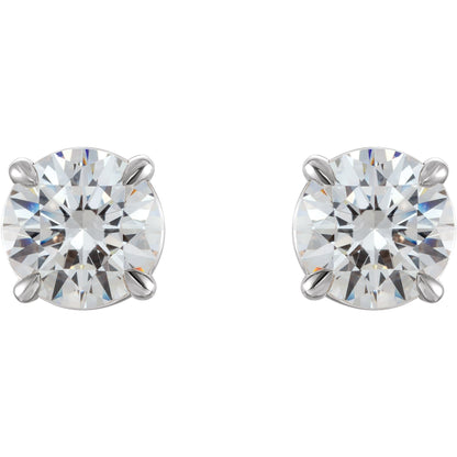 Sterling Silver Claw 4-Prong Stud Earring(s) with Round Brilliant Cut DNA Gemstone(s)