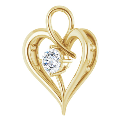 14k Yellow Gold Heart Pendant with Round Brilliant Cut DNA Gemstone