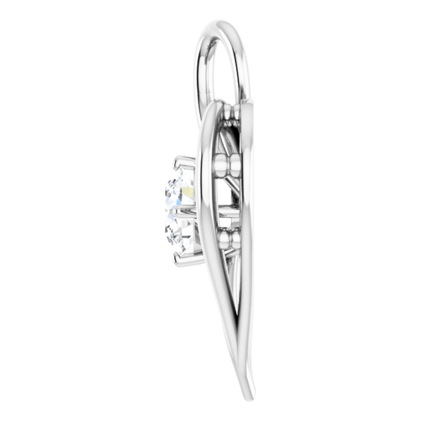 14k White Gold Heart Pendant with Round Brilliant Cut DNA Gemstone