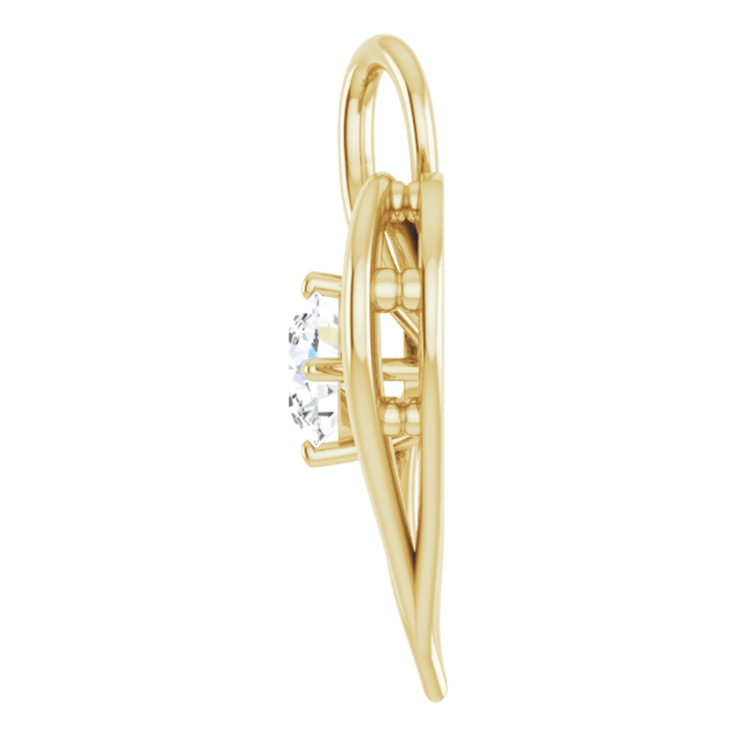 14k Yellow Gold Heart Pendant with Round Brilliant Cut DNA Gemstone