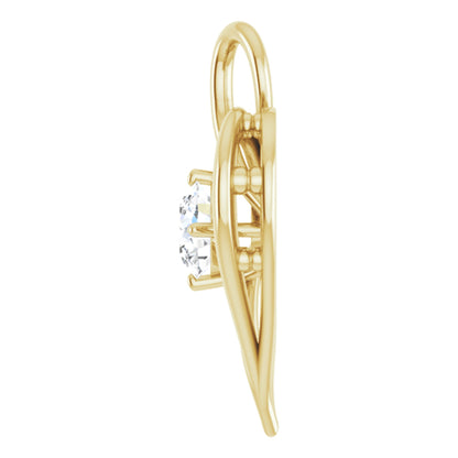 14k Yellow Gold Heart Pendant with Round Brilliant Cut DNA Gemstone