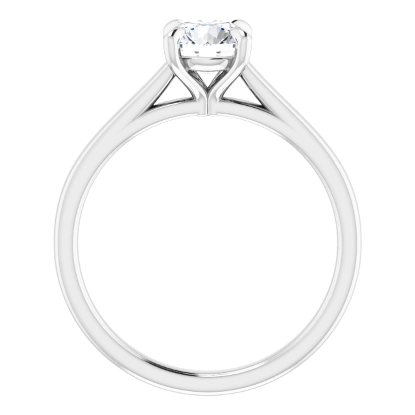 14k White Gold Solitaire Claw 4-Prong Tapered Sides Ring with Round Brilliant Cut DNA Gemstone