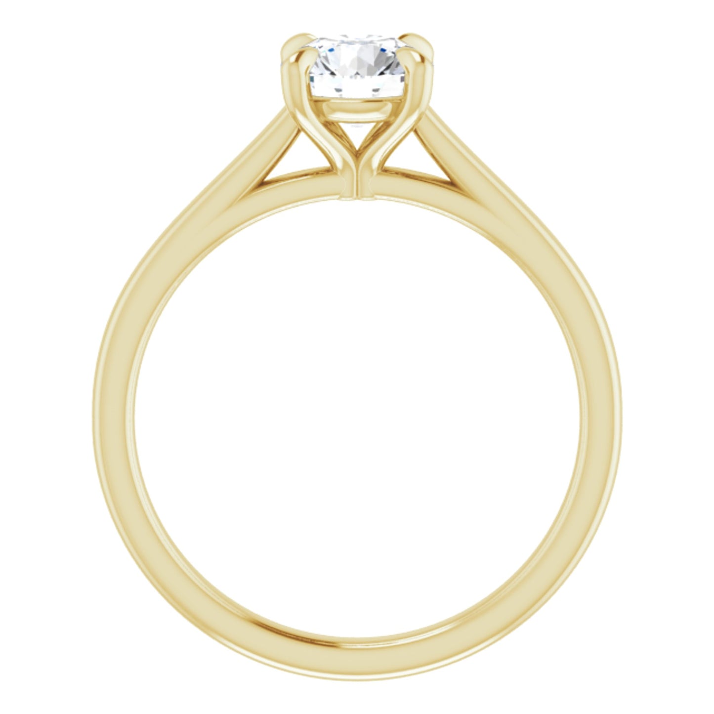 14k Yellow Gold Solitaire Claw 4-Prong Tapered Sides Ring with Round Brilliant Cut DNA Gemstone