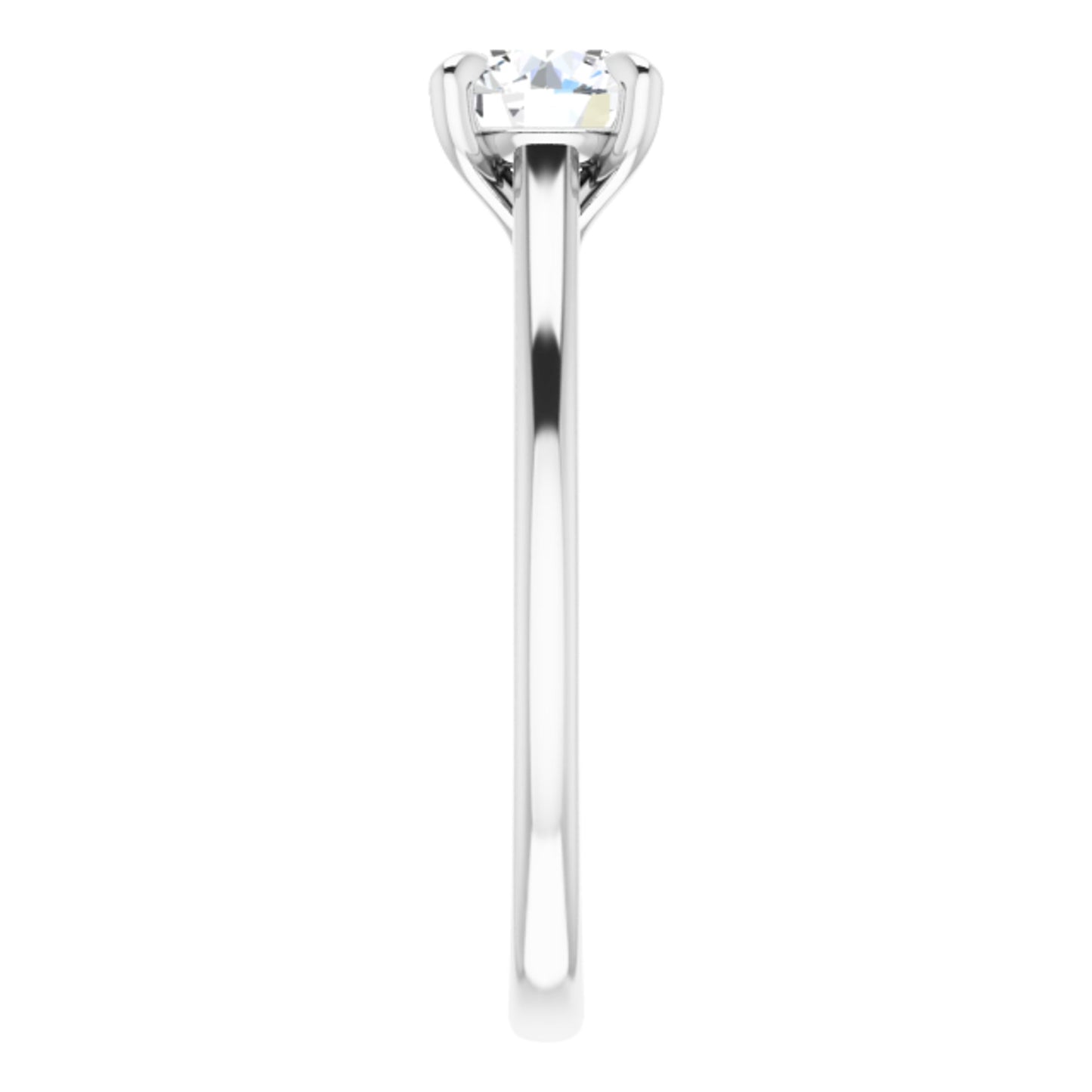 14k White Gold Solitaire Claw 4-Prong Tapered Sides Ring with Round Brilliant Cut DNA Gemstone
