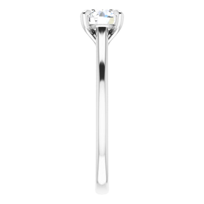 14k White Gold Solitaire Claw 4-Prong Tapered Sides Ring with Round Brilliant Cut DNA Gemstone
