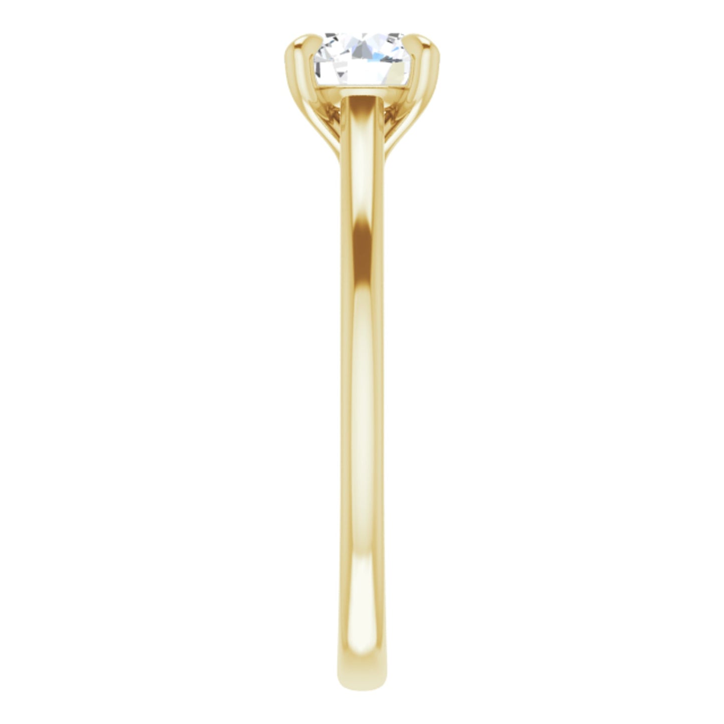 14k Yellow Gold Solitaire Claw 4-Prong Tapered Sides Ring with Round Brilliant Cut DNA Gemstone