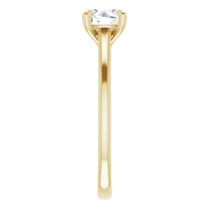 14k Yellow Gold Solitaire Claw 4-Prong Tapered Sides Ring with Round Brilliant Cut DNA Gemstone