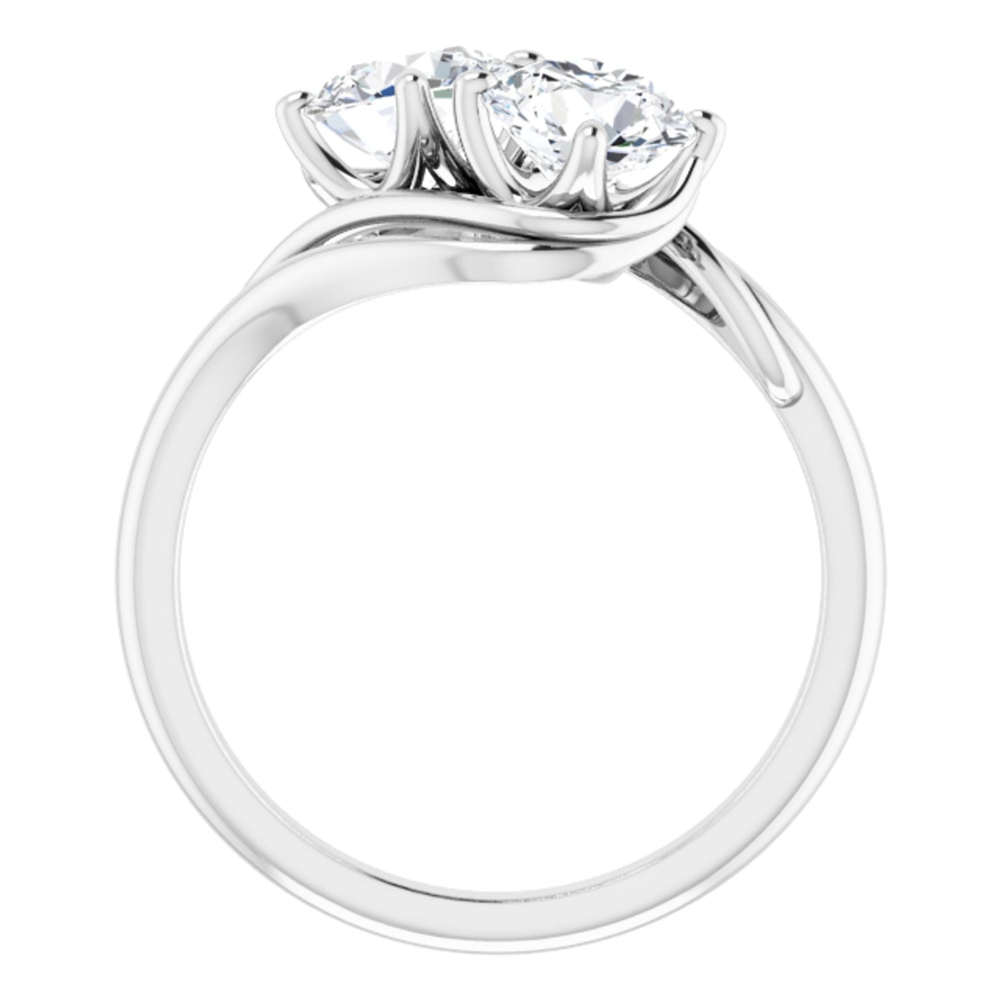 Sterling Silver 2 Stone Ring with Round Brilliant Cut DNA Gemstones