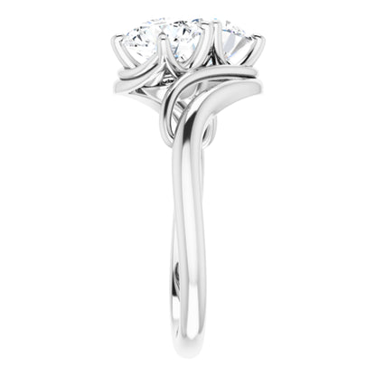 Sterling Silver 2 Stone Ring with Round Brilliant Cut DNA Gemstones
