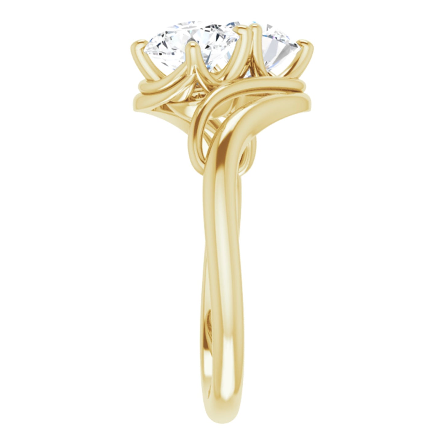 14k Yellow Gold 2 Stone Ring with Round Brilliant Cut DNA Gemstones
