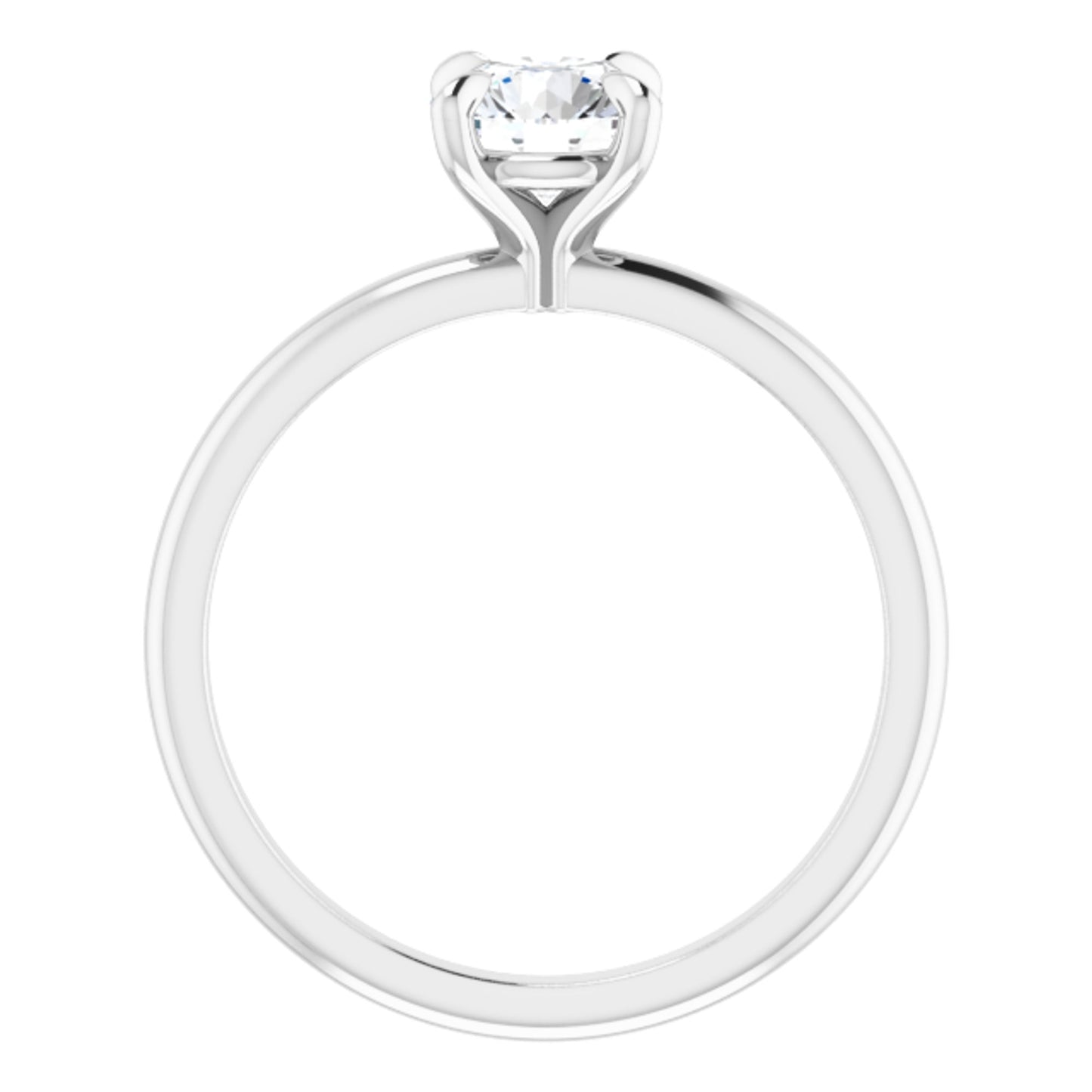 14k White Gold Solitaire Claw 4-Prong Ring with Round Brilliant Cut DNA Gemstone