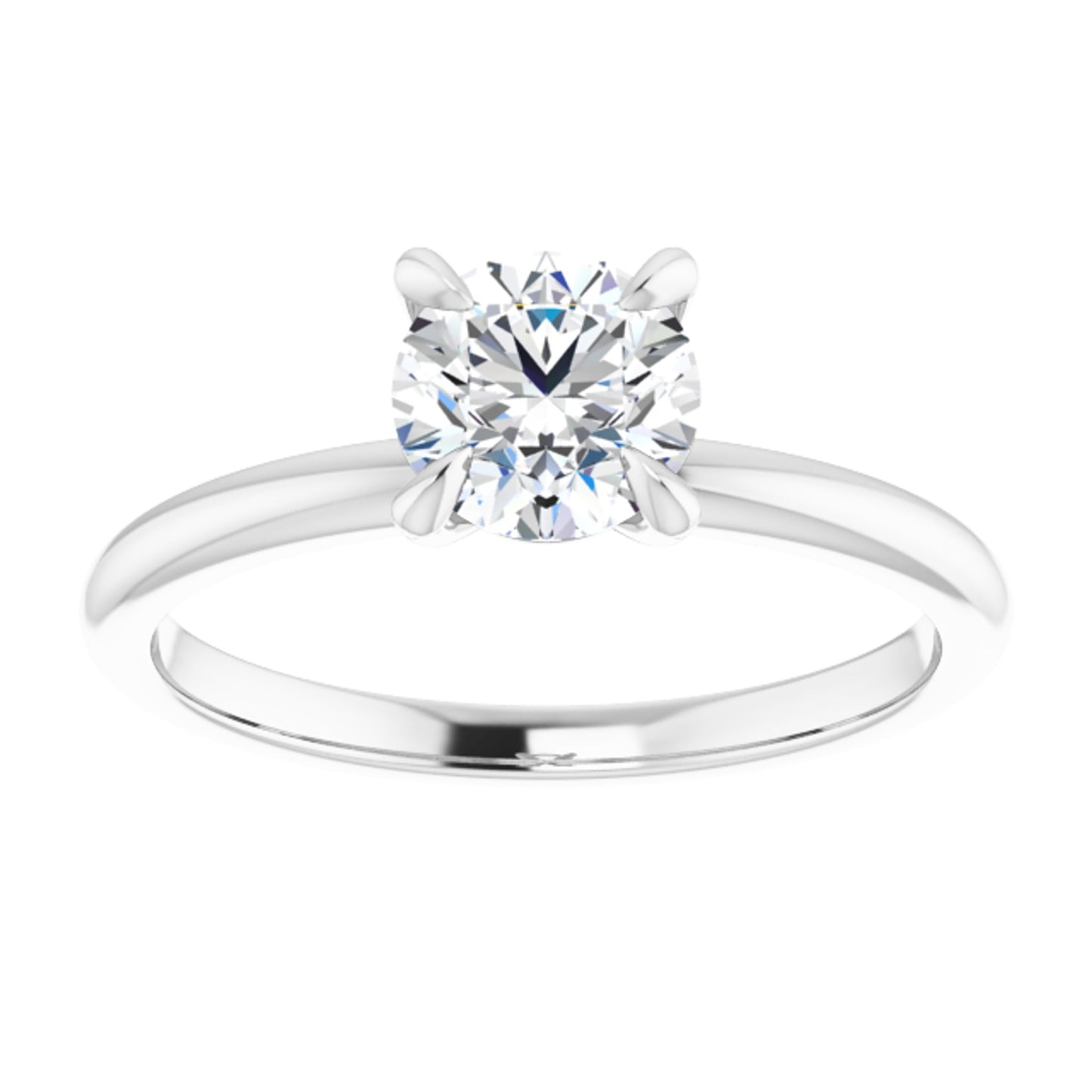 14k White Gold Solitaire Claw 4-Prong Ring with Round Brilliant Cut DNA Gemstone