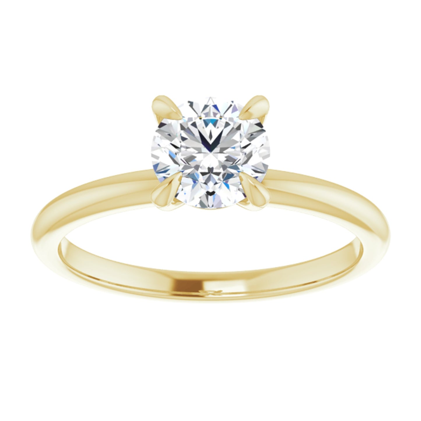 14k Yellow Gold Solitaire Claw 4-Prong Ring with Round Brilliant Cut DNA Gemstone