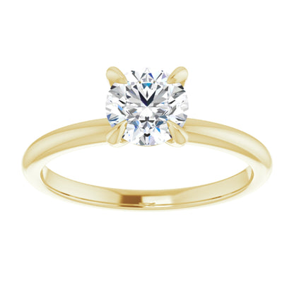 14k Yellow Gold Solitaire Claw 4-Prong Ring with Round Brilliant Cut DNA Gemstone