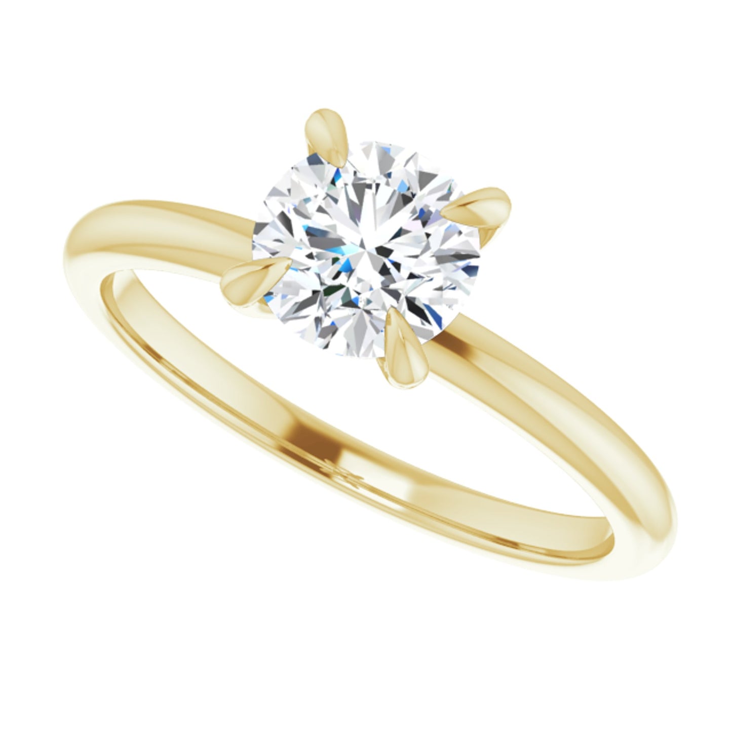 14k Yellow Gold Solitaire Claw 4-Prong Ring with Round Brilliant Cut DNA Gemstone