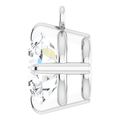 14k White Gold Claw 4-Prong Dangle Charm with Round Brilliant Cut DNA Gemstone