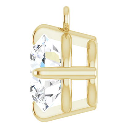 14k Yellow Gold Claw 4-Prong Dangle Charm with Round Brilliant Cut DNA Gemstone
