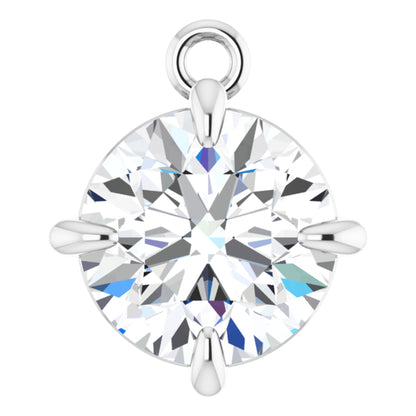 14k White Gold Claw 4-Prong Dangle Charm with Round Brilliant Cut DNA Gemstone
