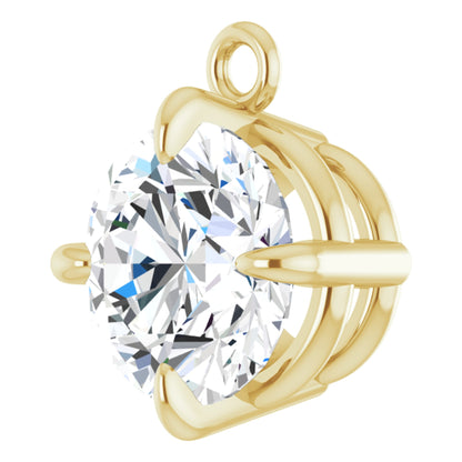 14k Yellow Gold Claw 4-Prong Dangle Charm with Round Brilliant Cut DNA Gemstone