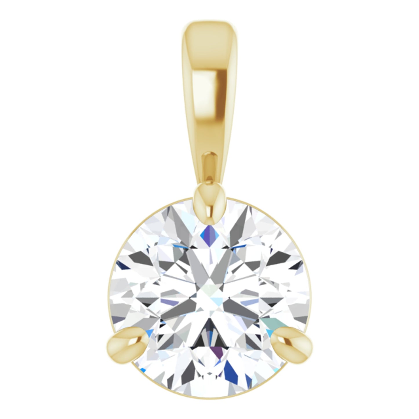 14k Yellow Gold Claw 3-Prong Pendant with Round Brilliant Cut DNA Gemstone