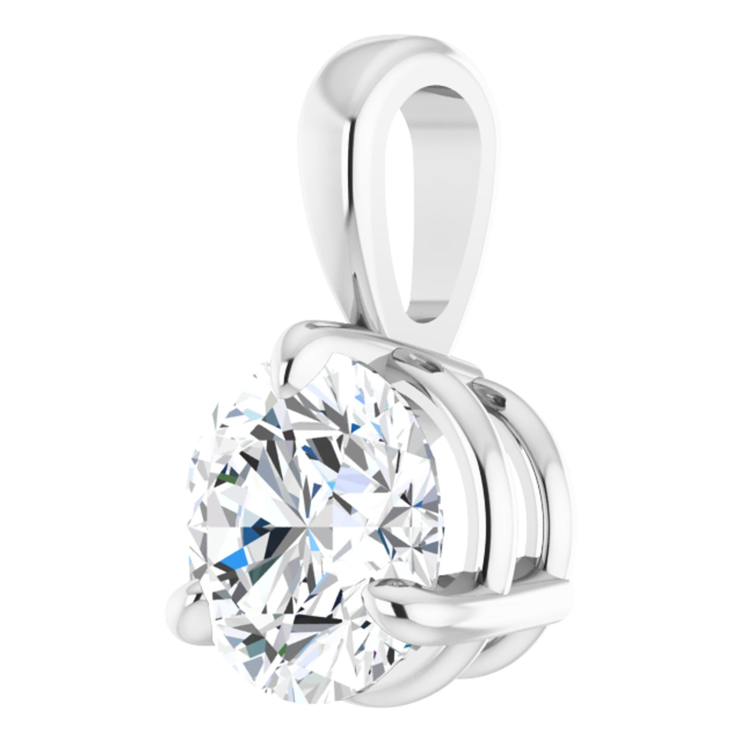 14k White Gold Claw 3-Prong Pendant with Round Brilliant Cut DNA Gemstone